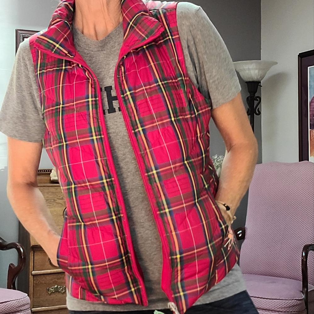 LANDSEND Puffer Vest BNWT XS plaid